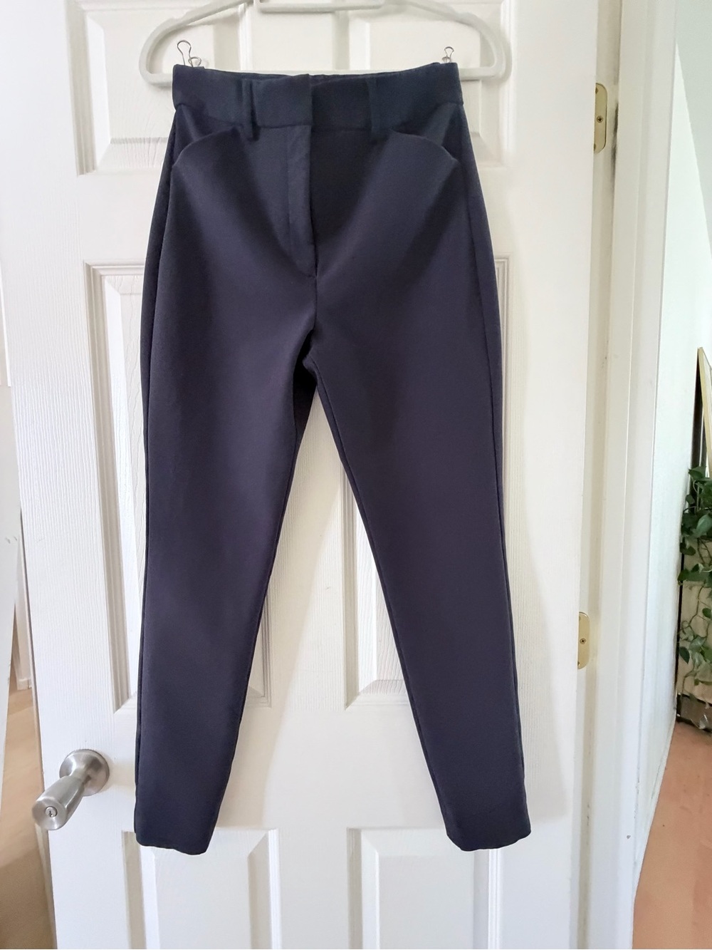 Express Editor Super High Waisted Straight Leg Ankle Pant 6S Navy